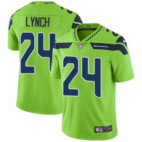 Nike Seahawks #24 Marshawn Lynch Green Men's Stitched NFL Limited Rush Jersey - Click Image to Close